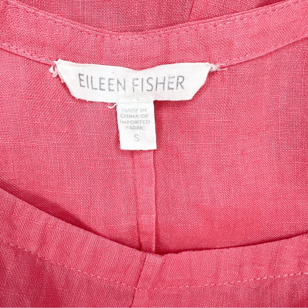 Eileen Fisher Coral Sleeveless A-Line Linen Dress - Picture 7 of 9
